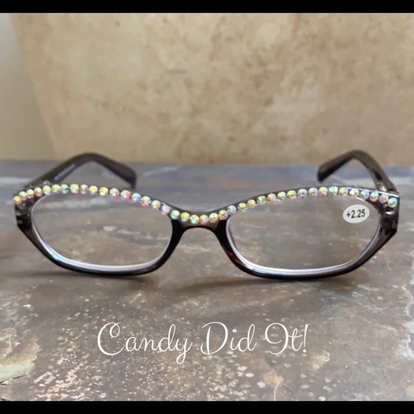 NWT Gray W/ AB Crystals Bling Reader Glasses 2.25 - Picture 3 of 10